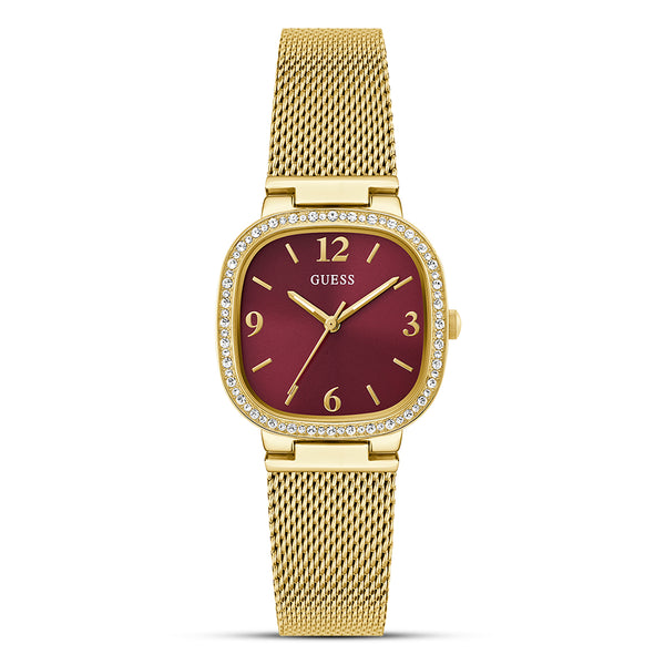 Guess Burgundy Red Dial Mesh Strap Ladies Watch | GW0354L4