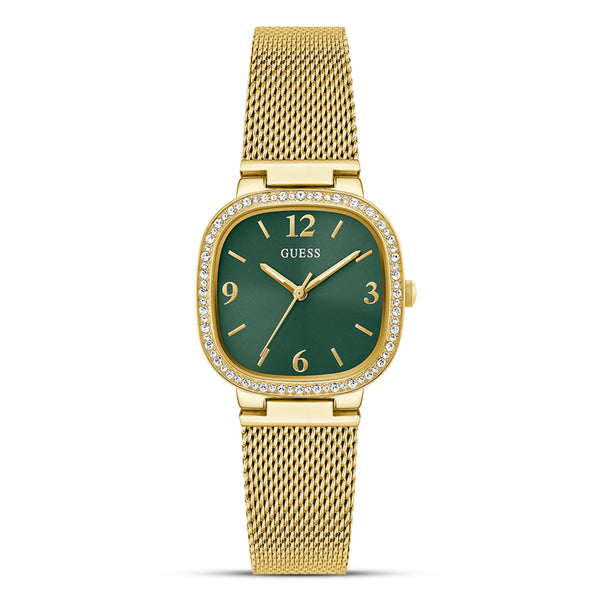 Guess Burgundy Green Dial Mesh Strap Ladies Watch | GW0354L5