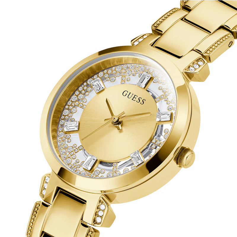 Guess Crystal Clear Gold Dial Ladies Watch | GW0470L2