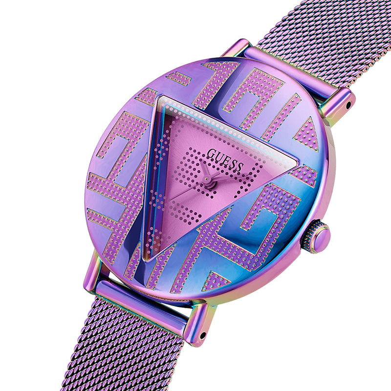 Guess Iconic Triangle Purple Dial Ladies Watch | GW0479L1