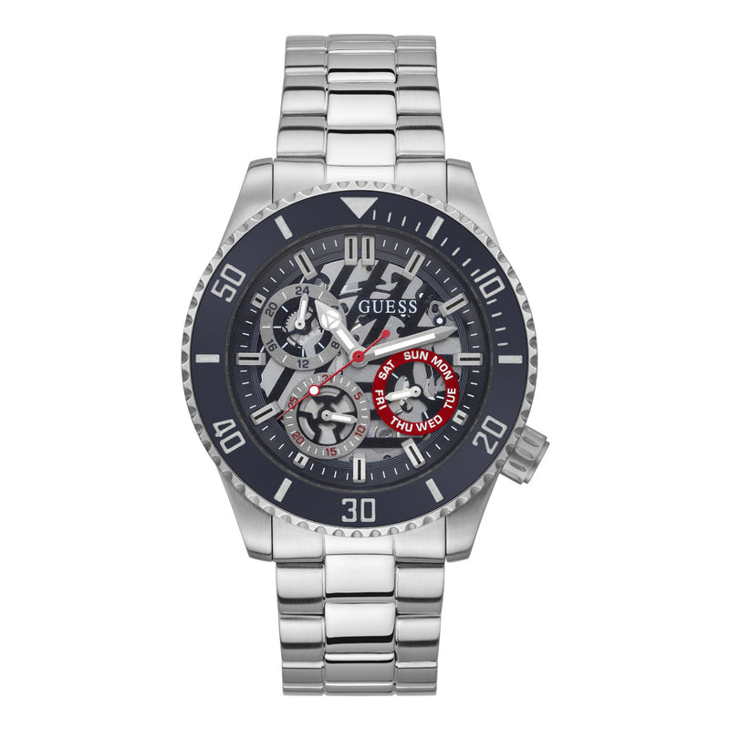 GUESS Axle Silver Tone Multi-Function Men's Watch| GW0488G1