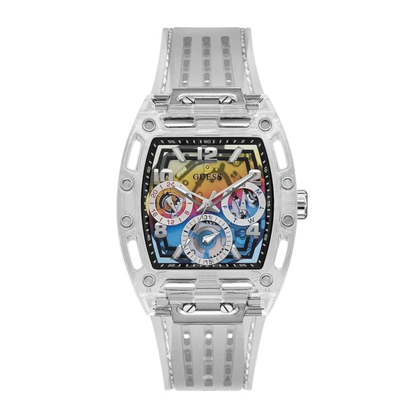 Guess Multi-Color Dial Clear Silicon Strap Men's Watch GW0499G3