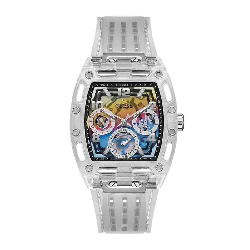 Guess Multi-Color Dial Clear Silicon Strap Men's Watch GW0499G3