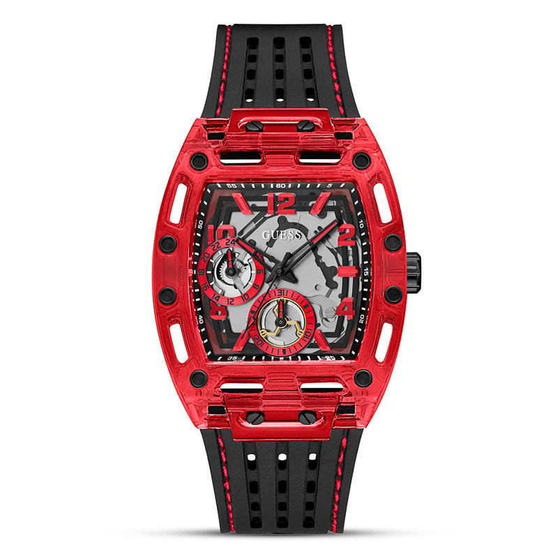 GUESS Black-Red Multifunction Men's Watch| GW0499G4