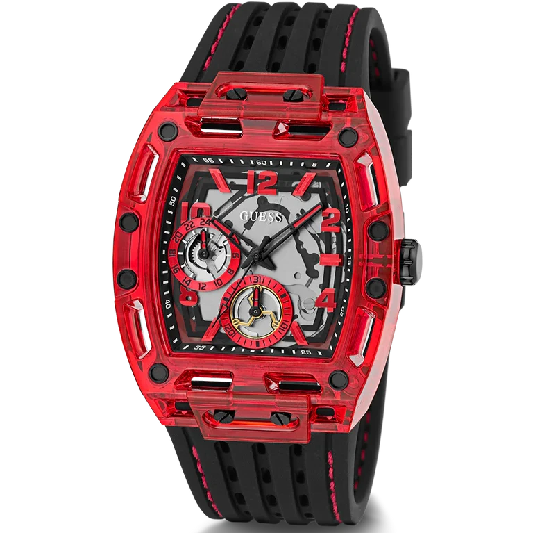 GUESS Black-Red Multifunction Men's Watch| GW0499G4