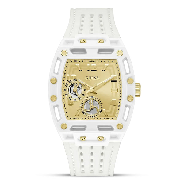 GUESS Phoenix White-Gold Silicone Quartz Men's Watch| GW0499G5