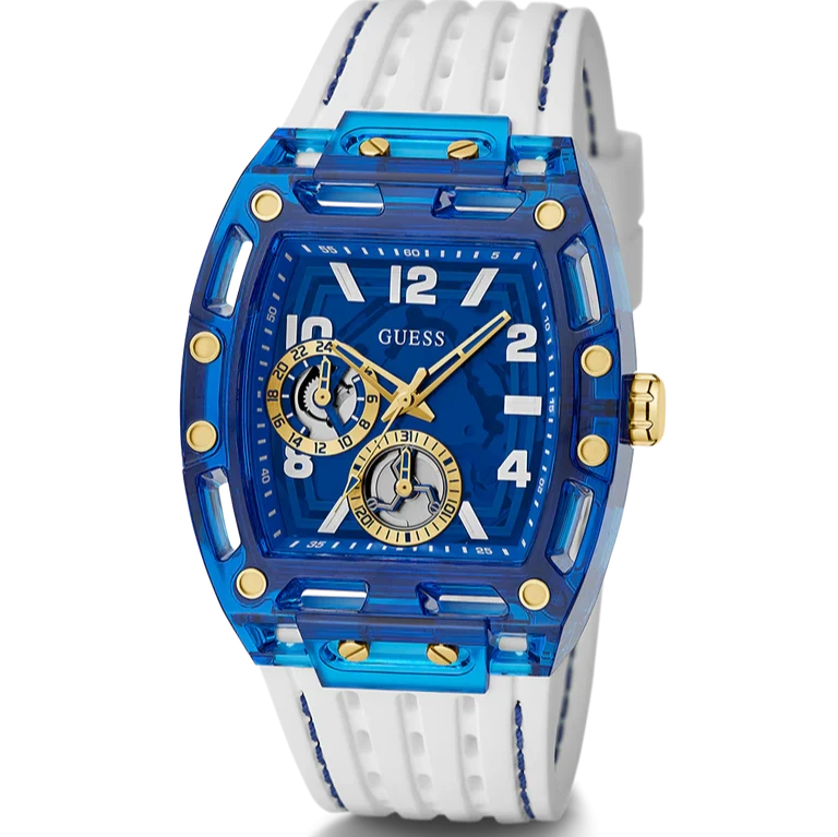 GUESS White Blue Multi-function Men's Watch | GW0499G6