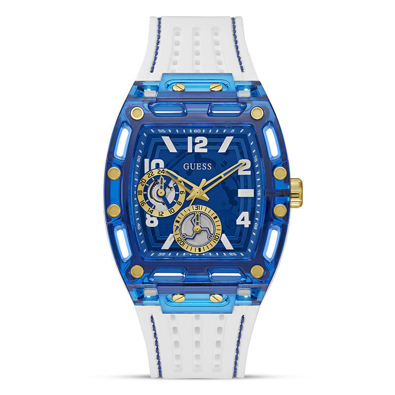 GUESS White Blue Multi-function Men's Watch | GW0499G6