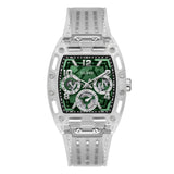 GUESS WHITE GREEN CLEAR MULTI-FUNCTION MEN'S WATCH| GW0499G8