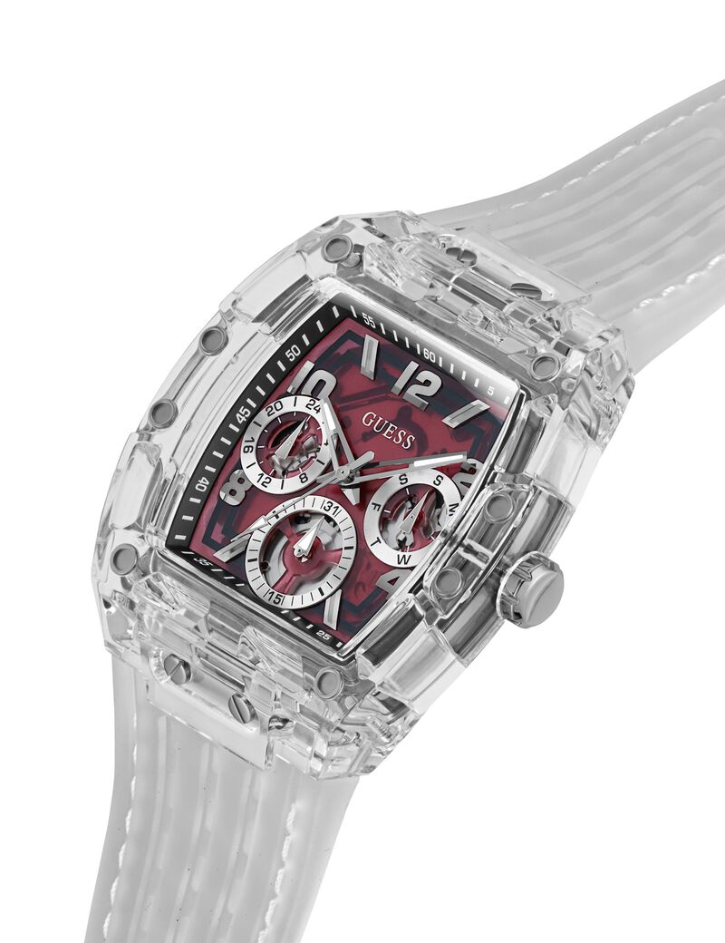 GUESS Phoenix White-Burgundy Silicone Quartz Men's Watch| GW0499G9