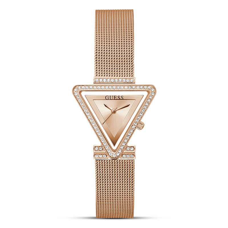 Guess Fame Triangle Rose Gold Dial Ladies Watch | GW0508L3