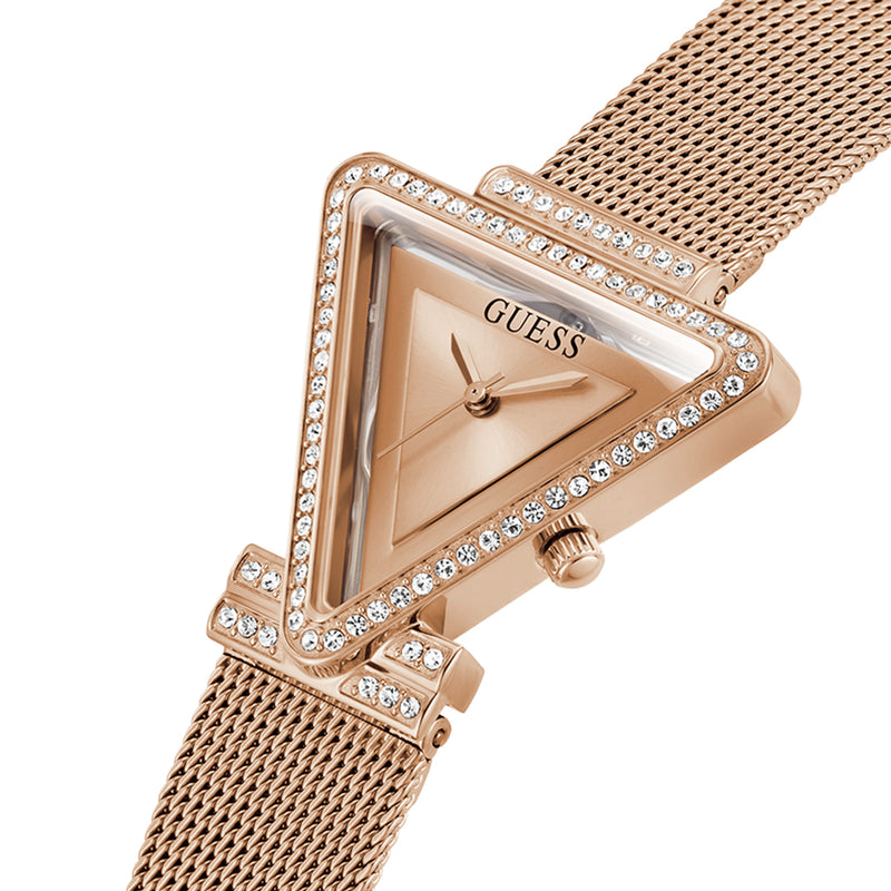 Guess Fame Triangle Rose Gold Dial Ladies Watch | GW0508L3