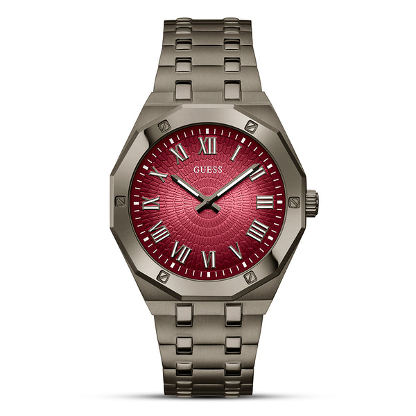 Guess Octagonal Textured Red Dial Men's Watch | GW0575G5