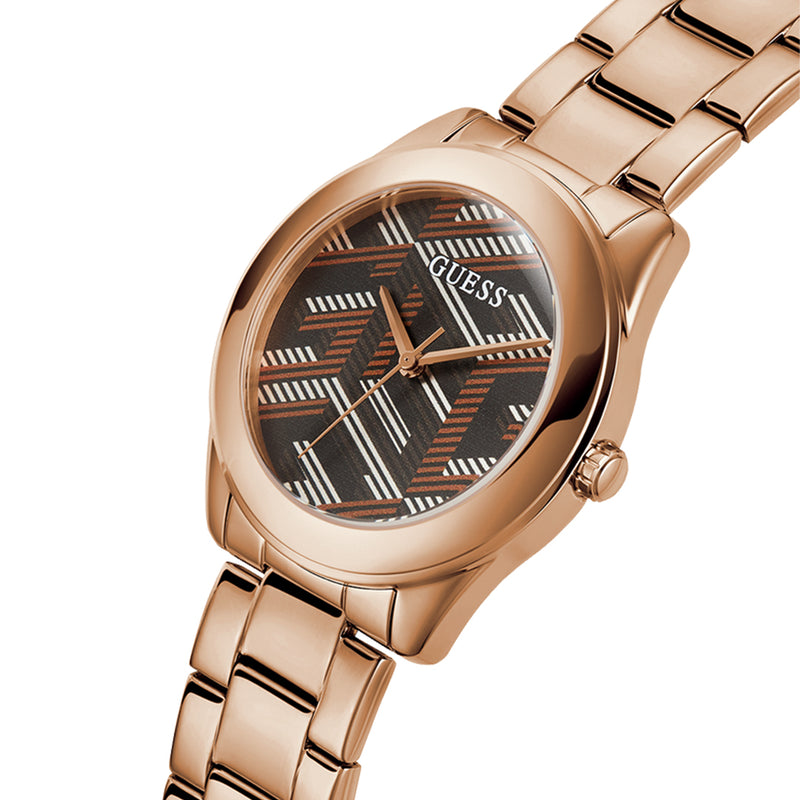 Guess Cubed Chocolate Brown Dial Ladies Watch | GW0607L3