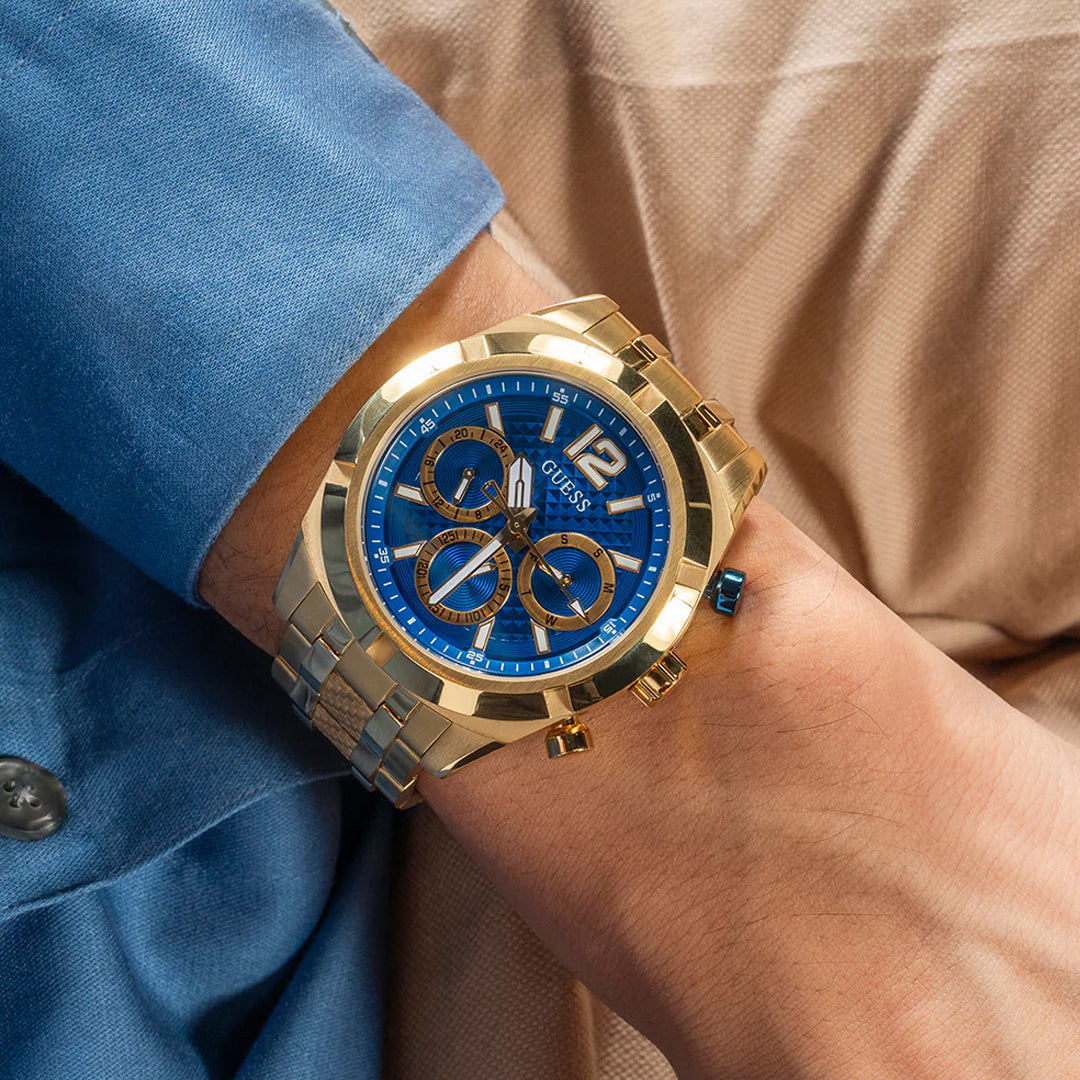 Guess Multifunction Gold Tone Blue Dial Men's Watch | GW0714G2