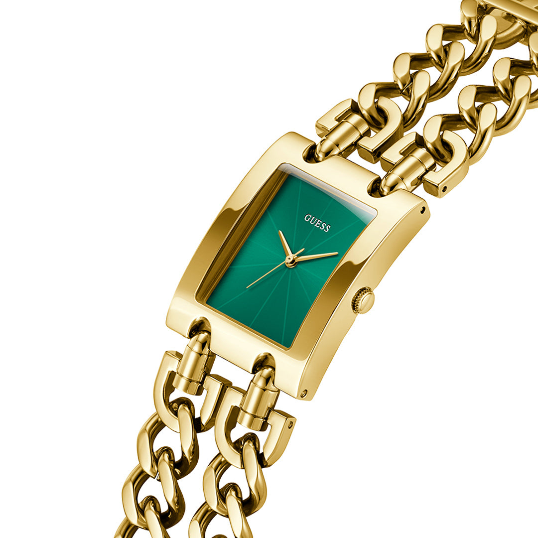 Guess Mod Heavy Gold Tone Green Dial Ladies Watch | GW0740L2