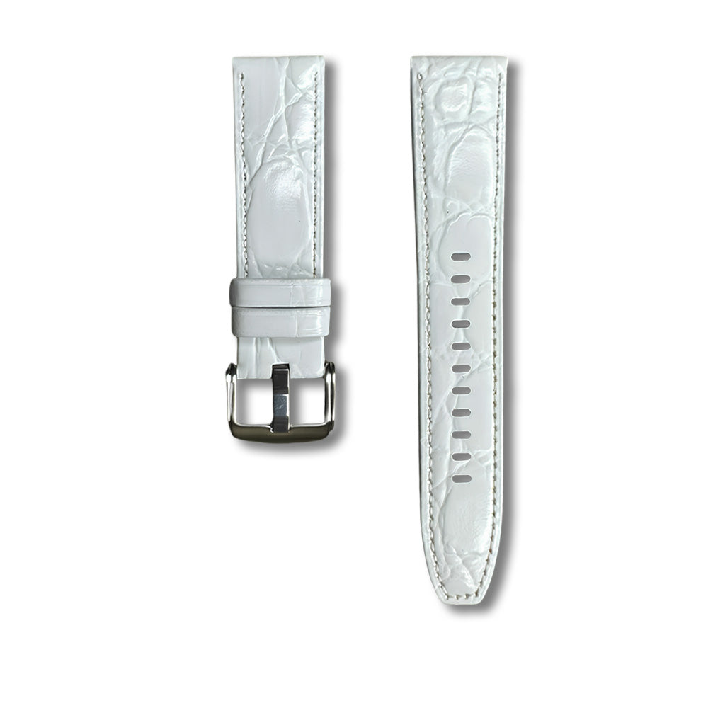 Cavern Premium 22mm White Crocodile Textured Leather Strap