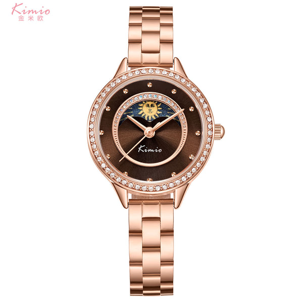 kimio Moon Phase Brown Dial Ladies Watch | K6485S-XZ1RRC
