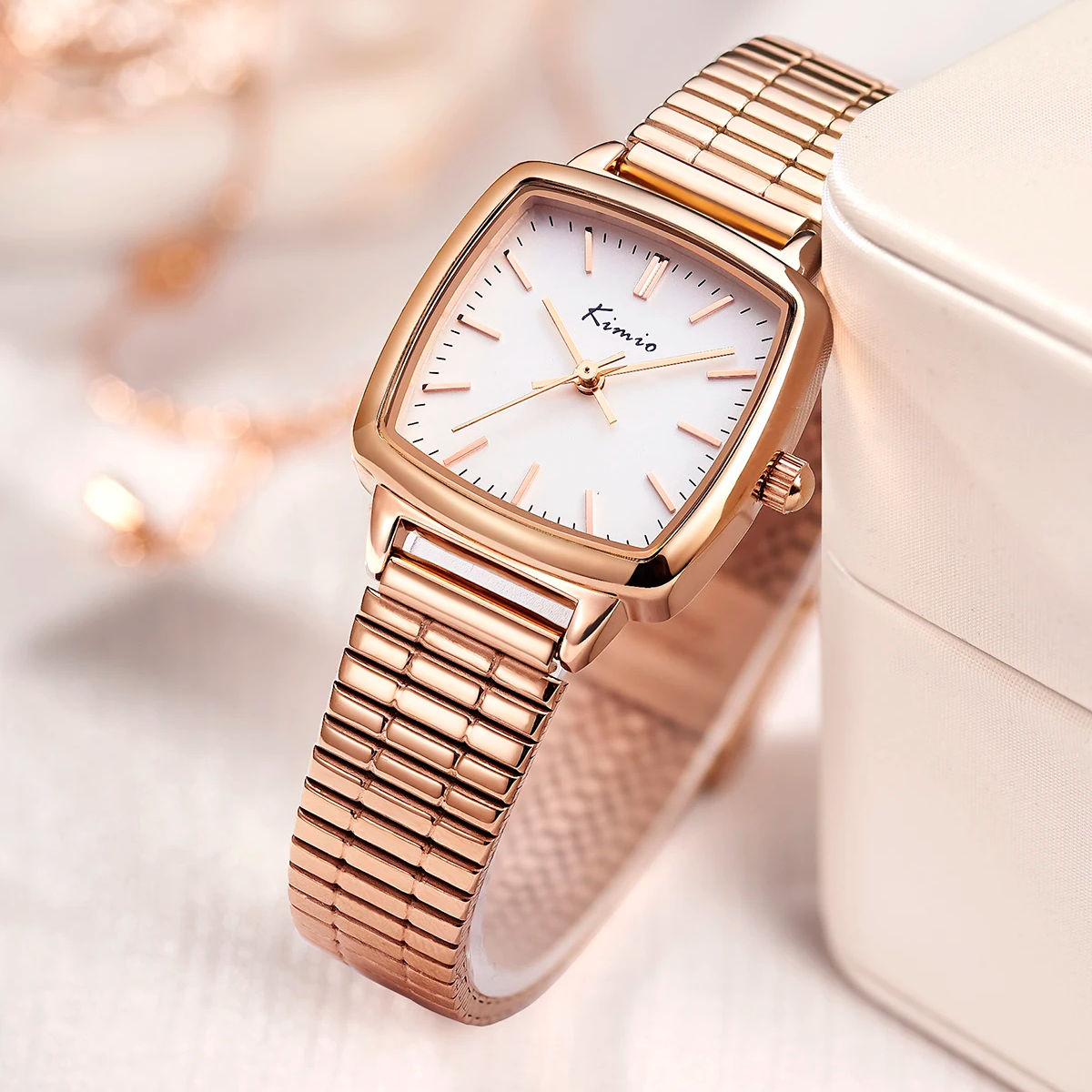 Kimio White Dial Rose Gold Strap Ladies Watch | K6526S-XZ1RRW