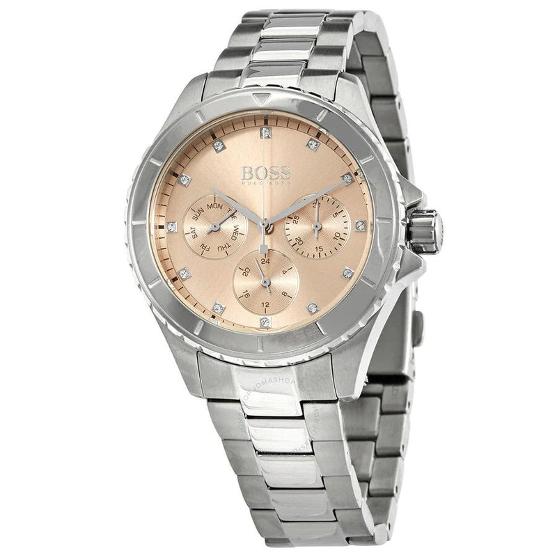 Hugo Boss Flawless Silver Tone Rose Gold Dial Ladies Watch HB1502444