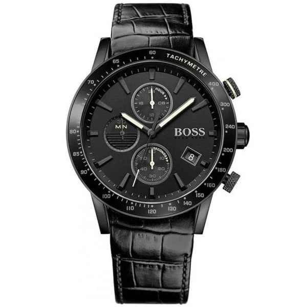 Hugo Boss Rafale Black Dial Leather Strap Watch| HB1513389