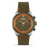 Hugo Boss Cloud Green Dial Leather Strap Watch| HB1514018