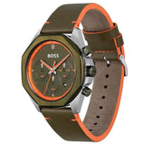 Hugo Boss Cloud Green Dial Leather Strap Watch| HB1514018