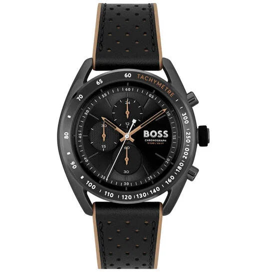 Hugo Boss Center Court Black Dial Leather Strap Men's Watch HB1514022