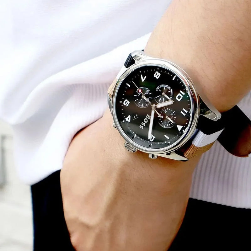Hugo Boss Chronograph Black Dial Nylon Band Men's Watch | HB1514062