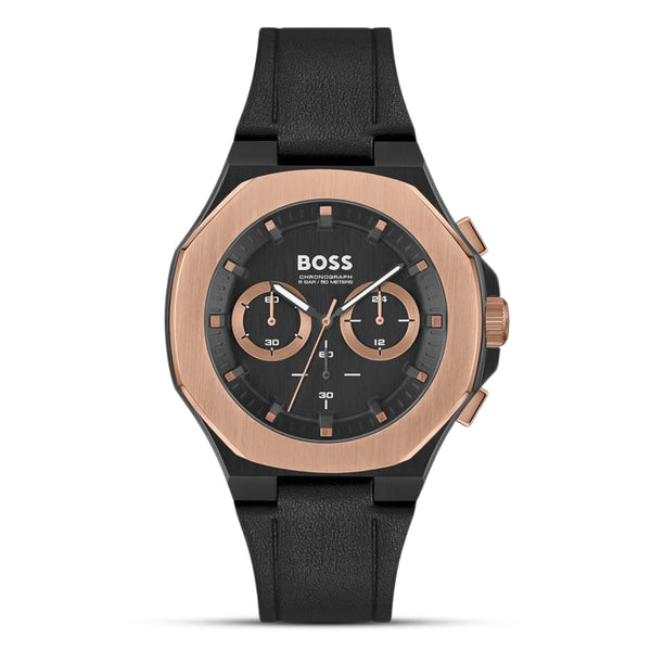 Hugo Boss Taper Black Genuine Leather Men's Watch | HB1514089