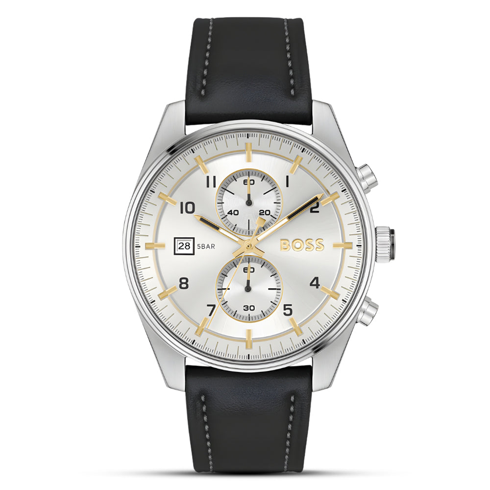 Hugo Boss Silver Dial Leather Strap Men's Watch | HB1514147