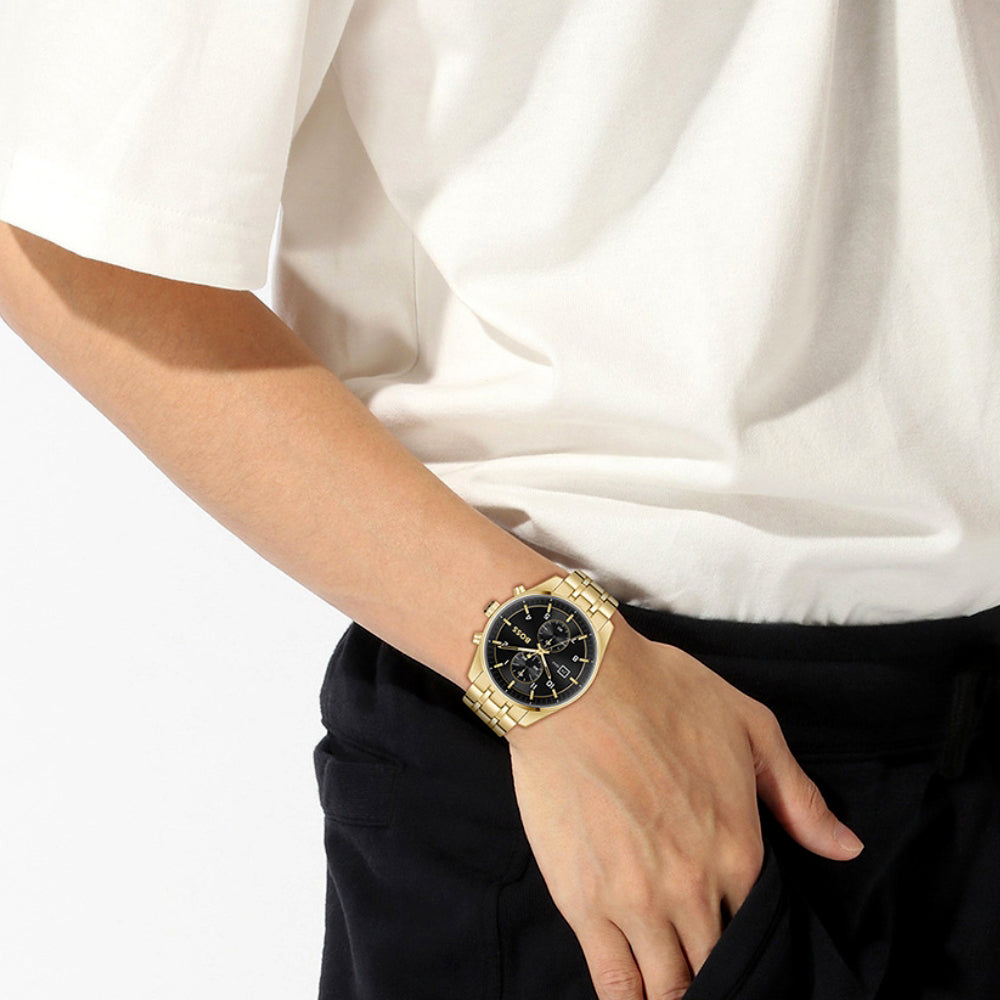 Hugo Boss Skytraveller Gold Tone Black Dial Men's Watch | HB1514152