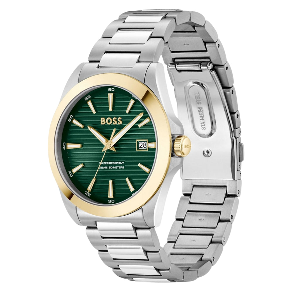 Hugo Boss Strike Two Tone Green Dial Men's Watch | HB1514173