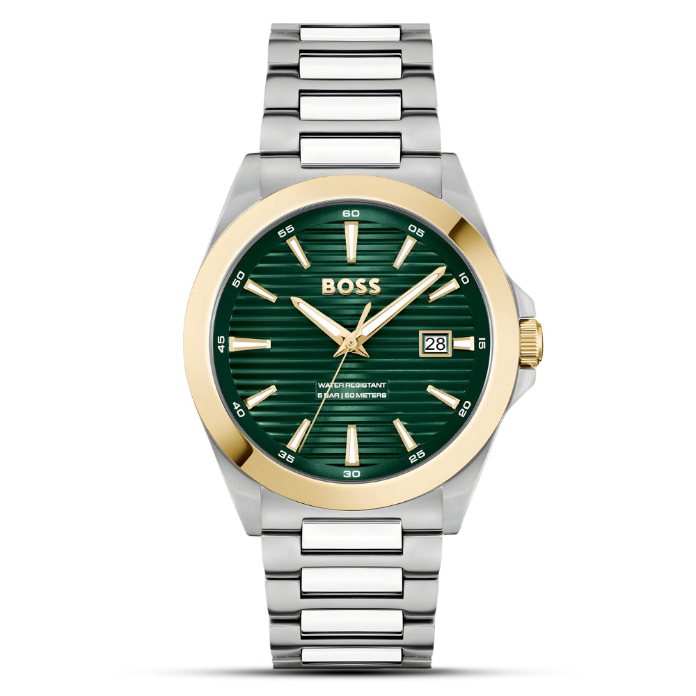 Hugo Boss Strike Two Tone Green Dial Men's Watch | HB1514173