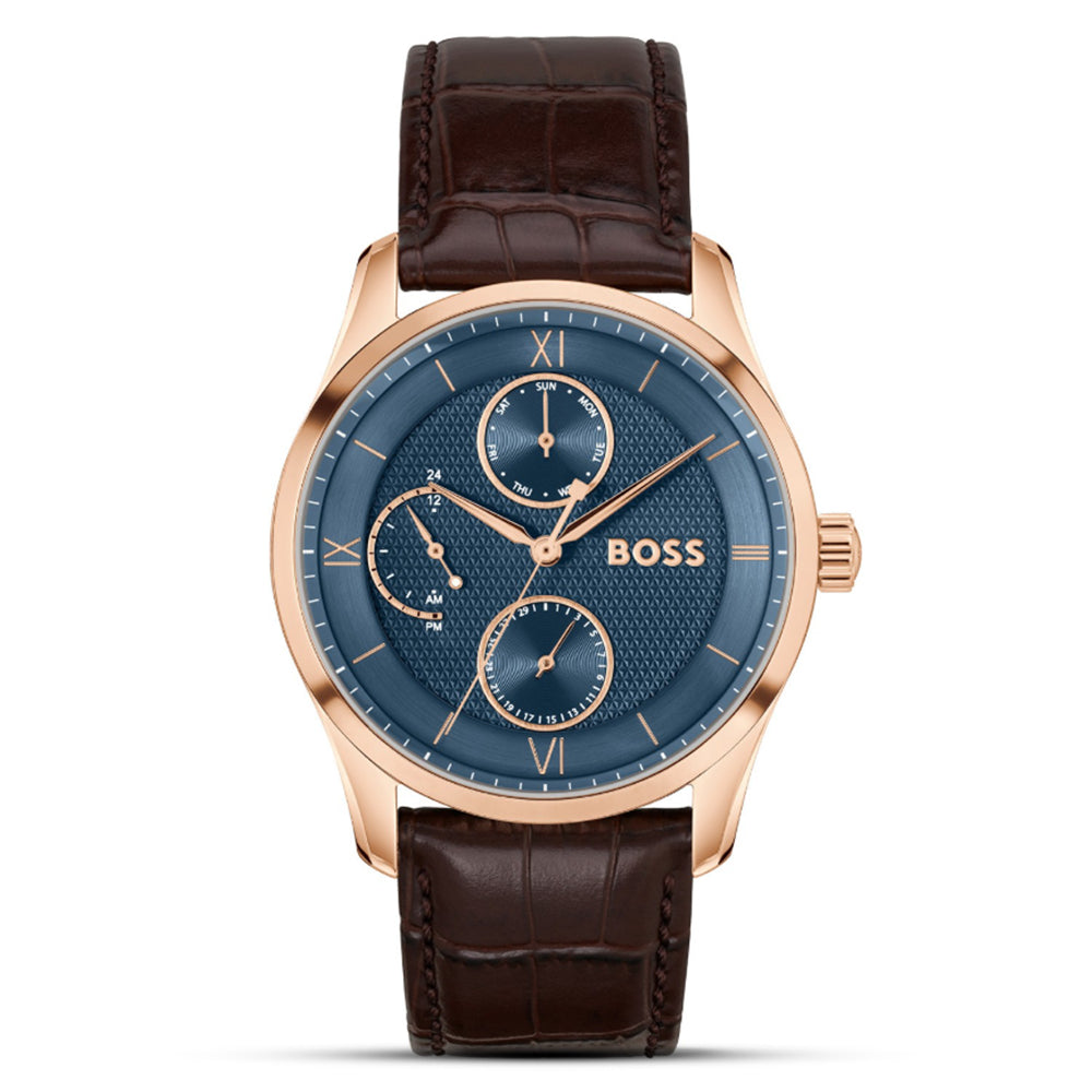 Hugo Boss Principle Blue Dial Leather Strap Watch | HB1514273