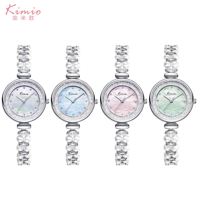 Kimio Diamond Blue Dial Silver Tone Strap Ladies Watch | K6633S-XZ1WWB