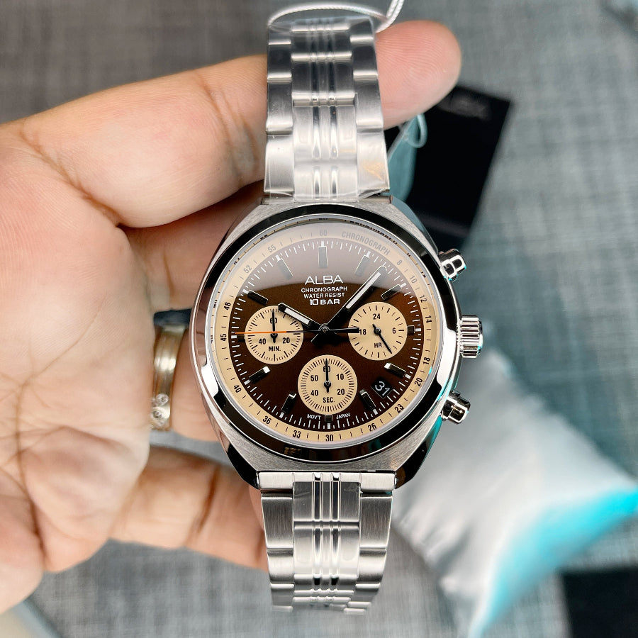 ALBA Chronograph Brown Sunray Dial Men's Watch | AT3K07X