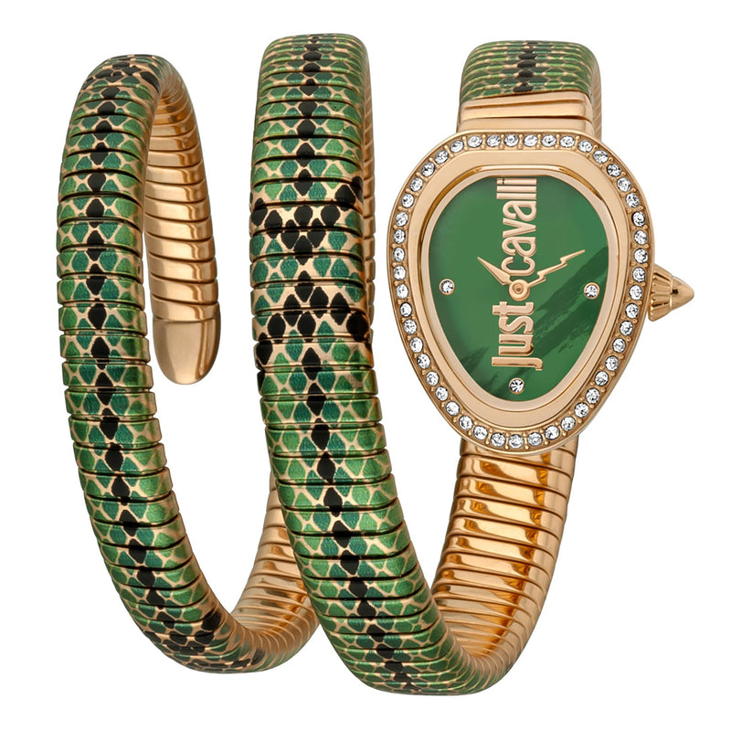 Just Cavalli Glam Snake Green Dial Ladies Watch | JC1L163M0265