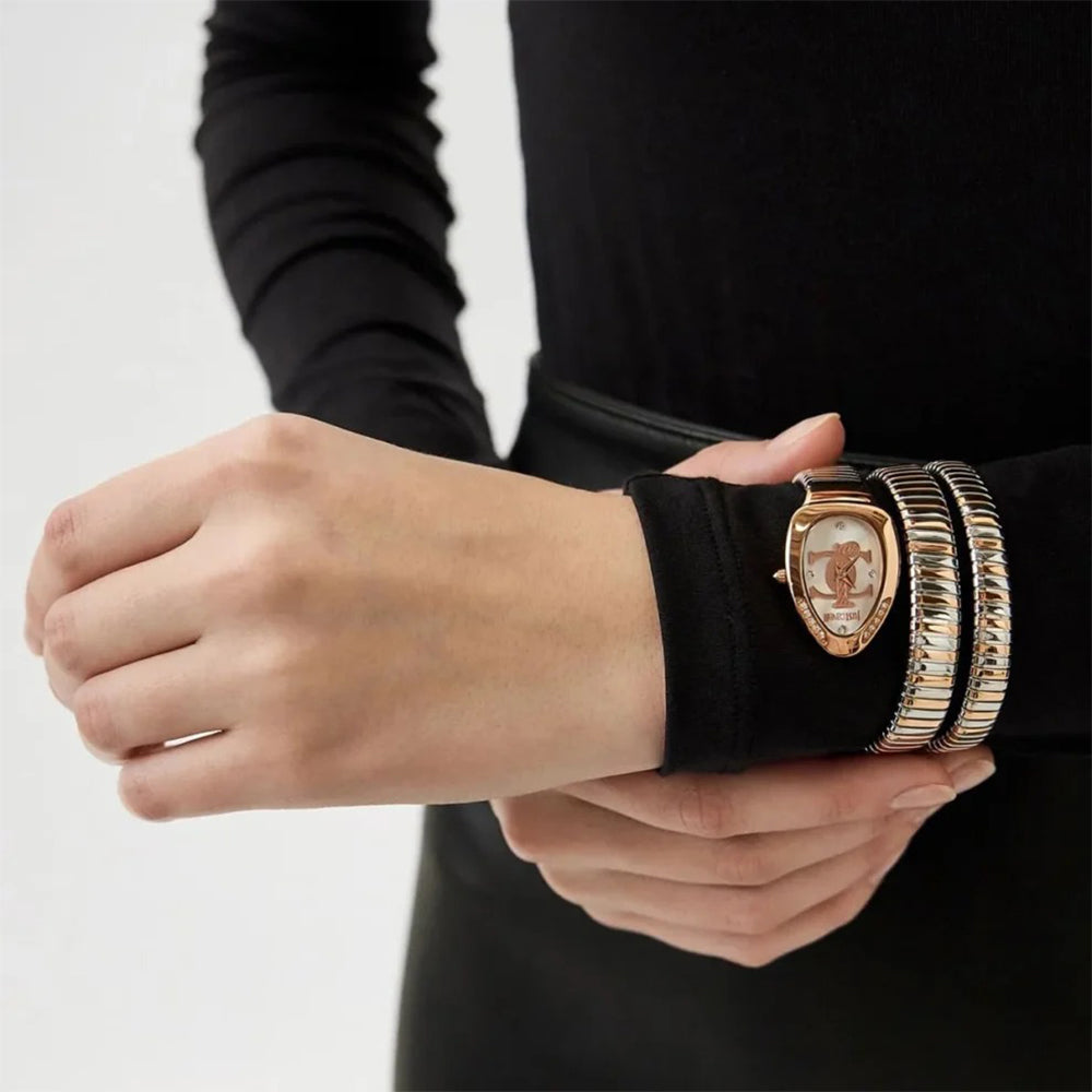 Just Cavalli Signature Snake Silver Dial Ladies Watch JC1L228M0085