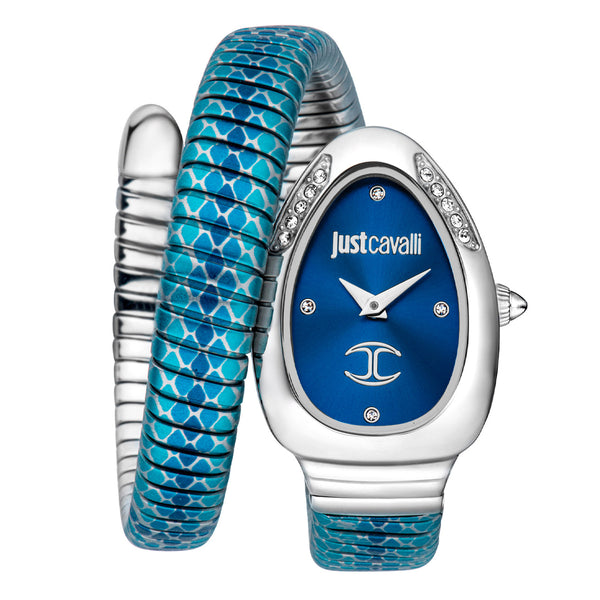 Just Cavalli Glam Snake Blue Dial Ladies Watch | JC1L251M0015