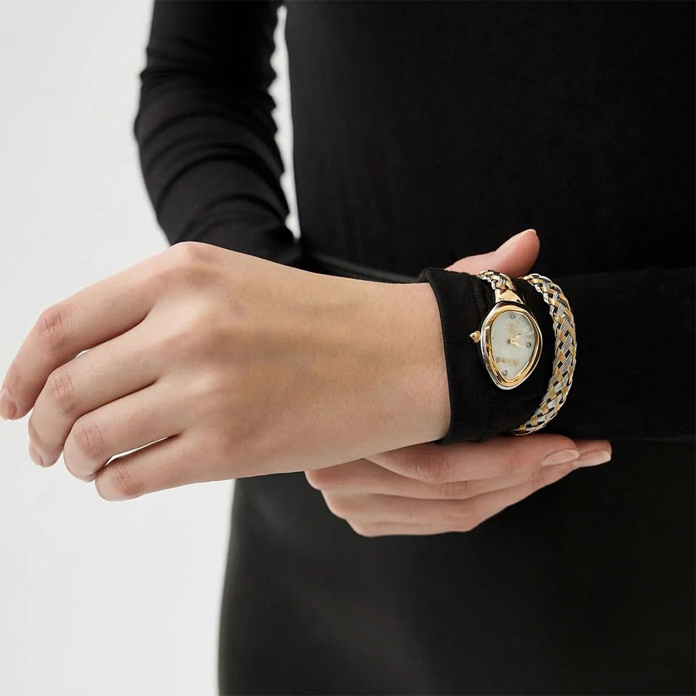 Just Cavalli Signature Snake Quartz White Dial Ladies Watch JC1L264M0055