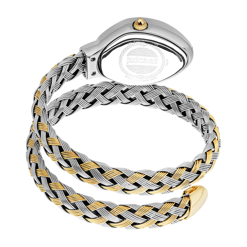 Just Cavalli Signature Snake Quartz White Dial Ladies Watch JC1L264M0055