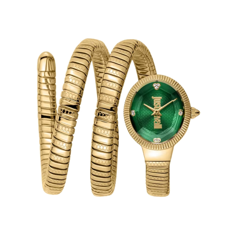 Just Cavalli After Party Snake Green Dial Ladies Watch | JC1L269M0035