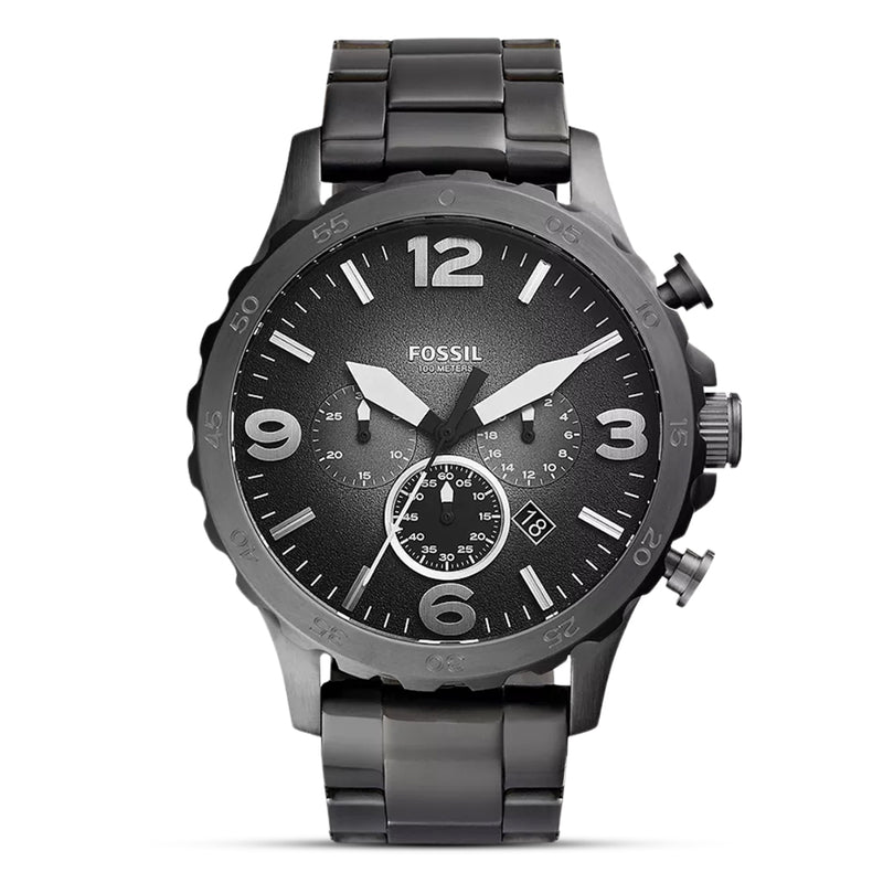 Fossil Nate Chronograph Smoke Stainless Steel Mens Watch | JR1437