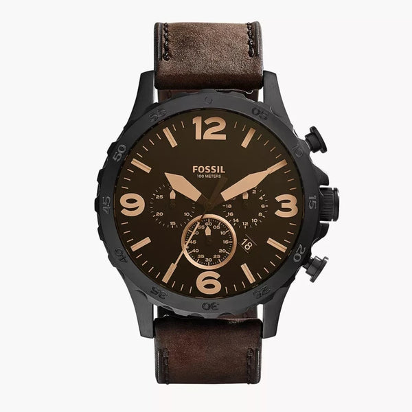 Fossil Nate Chronograph Brown Leather Men's Watch| JR1487