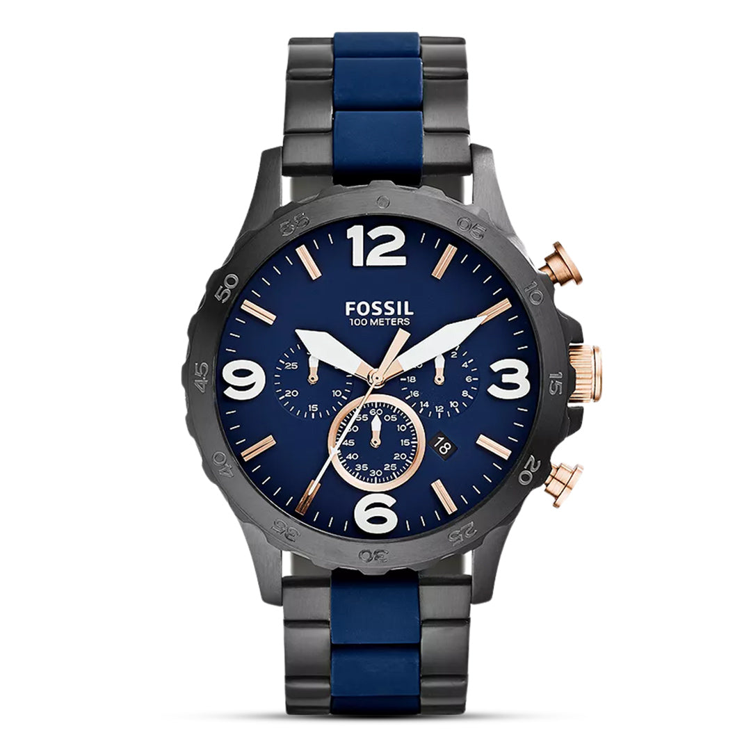 Fossil Nate Chronograph Dark Blue Dial Men's Watch | JR1494