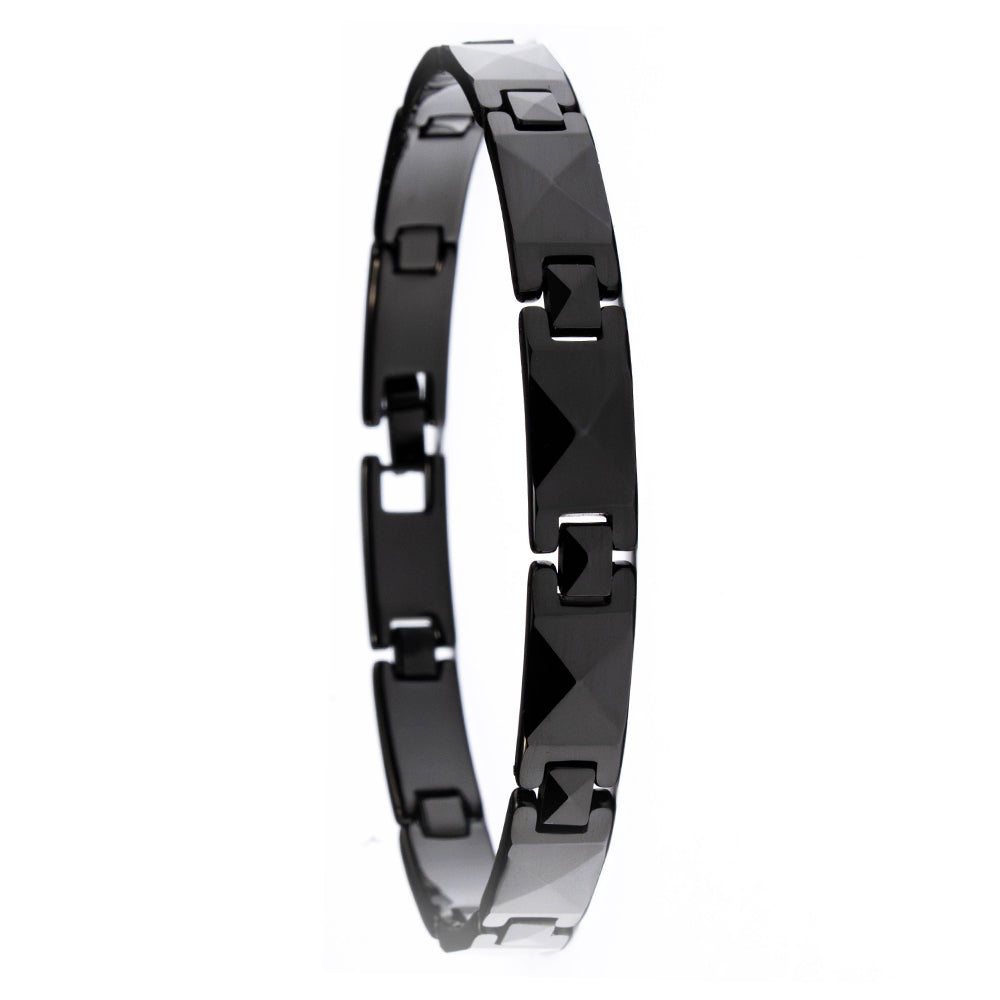 Zeyron Jet Black Pyramid Tungsten Bracelet
