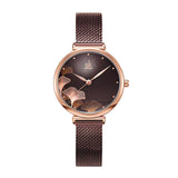 SHENGKE Luxury Steel Mesh Strap Cofee Dial Ladies Watch | K0139L