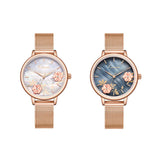 KIMIO Floral Dial Mesh Strap Ladies Watch | K6381M