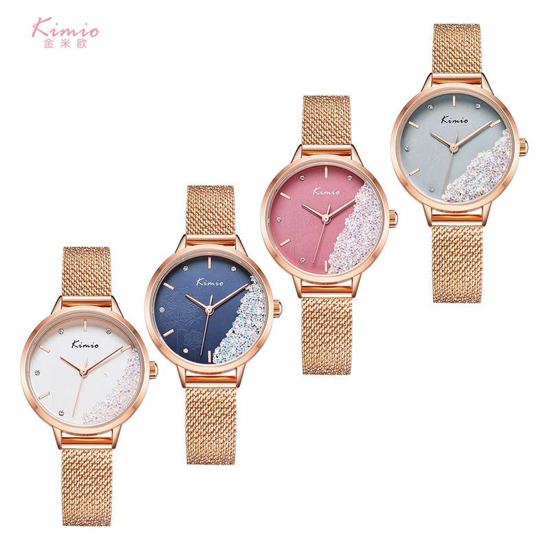 KIMIO Floral Texture Dial Ladies Watch | K6391M